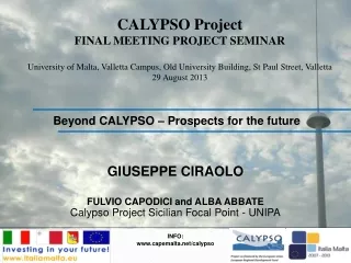 CALYPSO Project  FINAL MEETING PROJECT SEMINAR