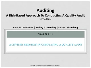 ACTIVITIES REQUIRED IN COMPLETING A QUALITY AUDIT