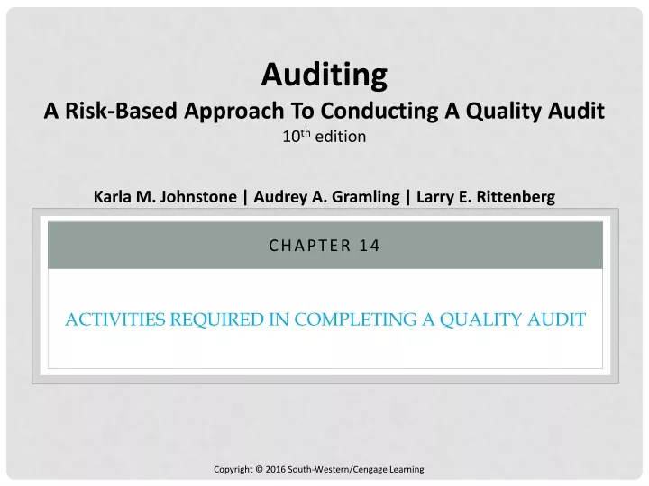 activities required in completing a quality audit