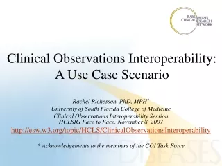Clinical Observations Interoperability: A Use Case Scenario