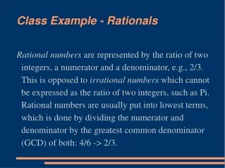 Class Example - Rationals