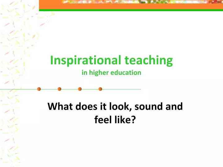 inspirational teaching in higher education
