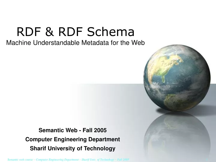 rdf rdf schema machine understandable metadata for the web