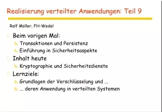 Realisierung verteilter Anwendungen: Teil 9