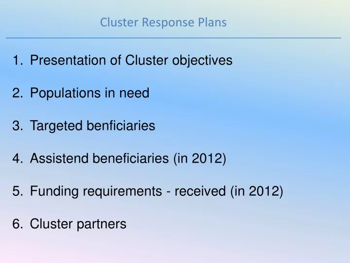 cluster response plans