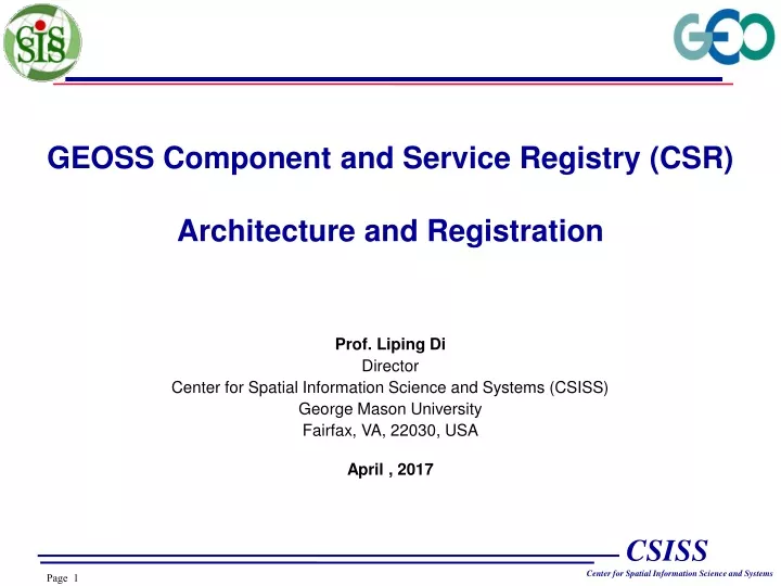 geoss component and service registry