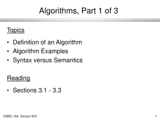 Algorithms, Part 1 of 3