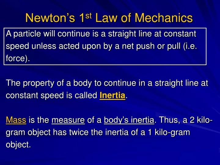newton s 1 st law of mechanics