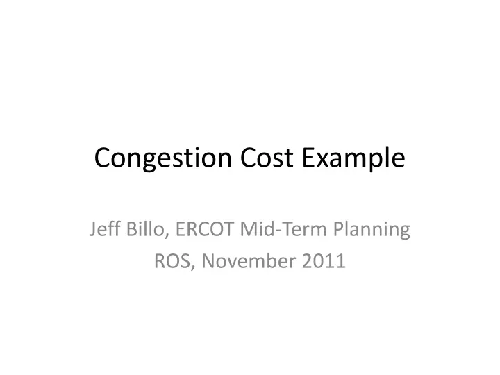 congestion cost example