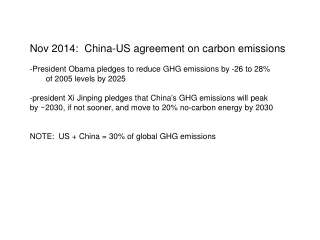 Nov 2014:  China-US agreement on carbon emissions