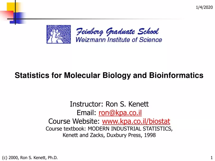 statistics for molecular biology