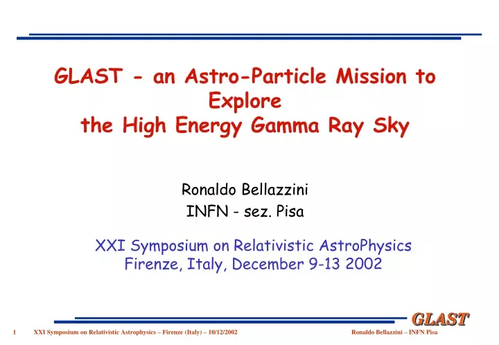 glast an astro particle mission to explore