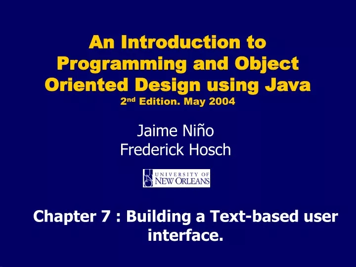 chapter 7 building a text based user interface