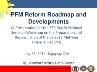 PFM Reform Roadmap and Developments