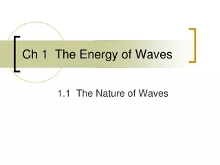 Ch 1  The Energy of Waves