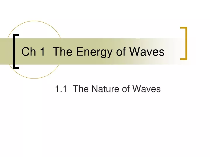ch 1 the energy of waves