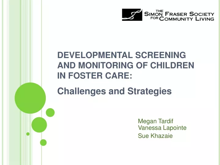 developmental screening and monitoring of children in foster care