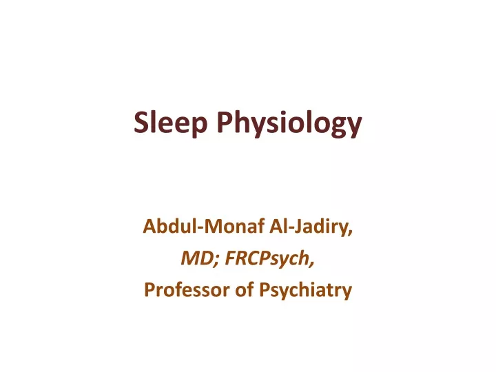 sleep physiology