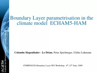 Boundary Layer parametrisation in the climate model  ECHAM5-HAM