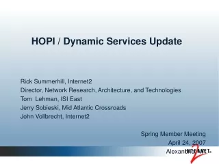 HOPI / Dynamic Services Update