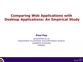 Comparing Web Applications with  Desktop Applications: An Empirical Study