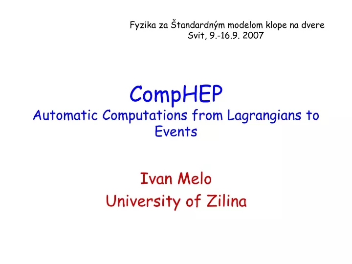 comphep automatic computations from lagrangians to events