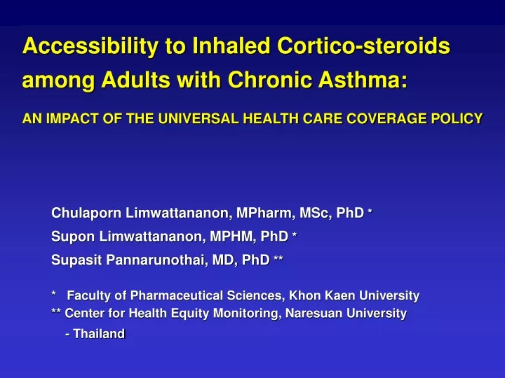 accessibility to inhaled cortico steroids among