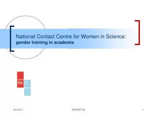 National Contact Centre for Women in Science: gender training in academia