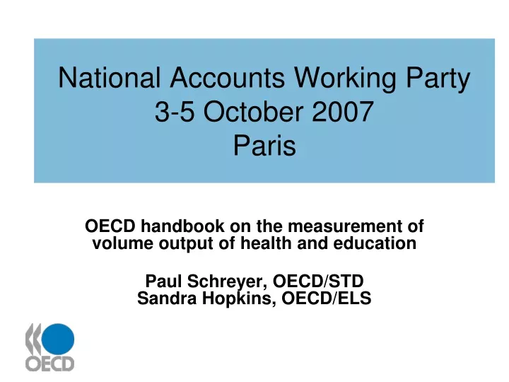 national accounts working party 3 5 october 2007 paris