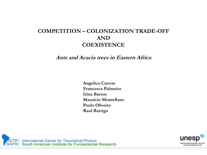 competition colonization trade off and coexistence
