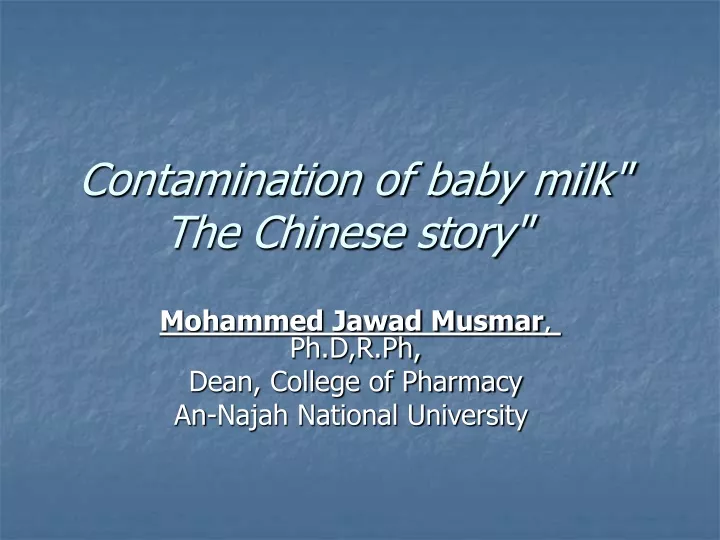 contamination of baby milk the chinese story