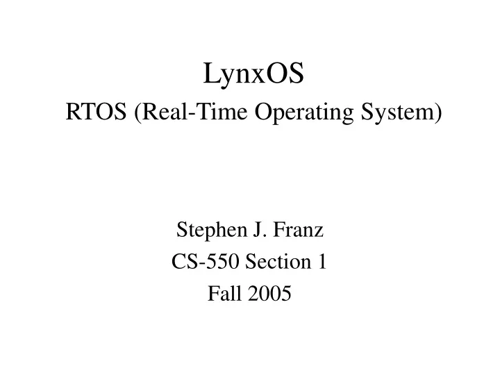 lynxos rtos real time operating system