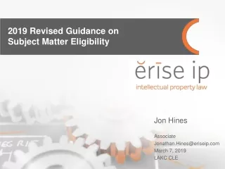 2019 Revised Guidance on  Subject Matter Eligibility