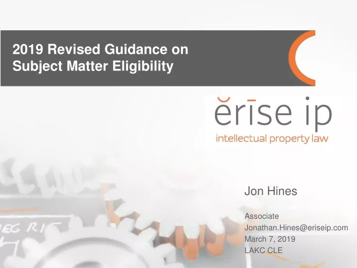 2019 revised guidance on subject matter