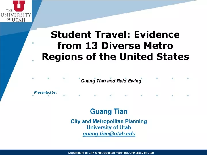student travel evidence from 13 diverse metro regions of the united states
