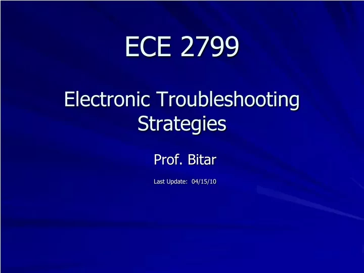 ece 2799 electronic troubleshooting strategies