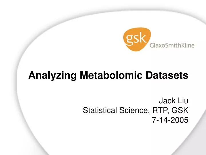 analyzing metabolomic datasets