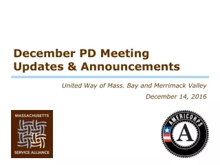December PD Meeting Updates &amp; Announcements