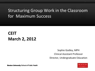 Structuring Group Work in the Classroom for  Maximum Success CEIT March 2, 2012