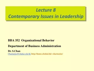 Lecture 8 Contemporary Issues in Leadership