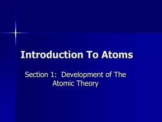 Introduction To Atoms
