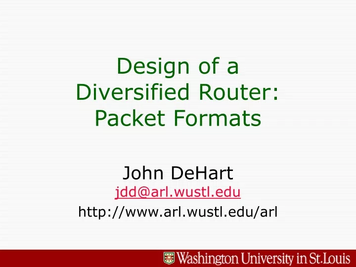 design of a diversified router packet formats