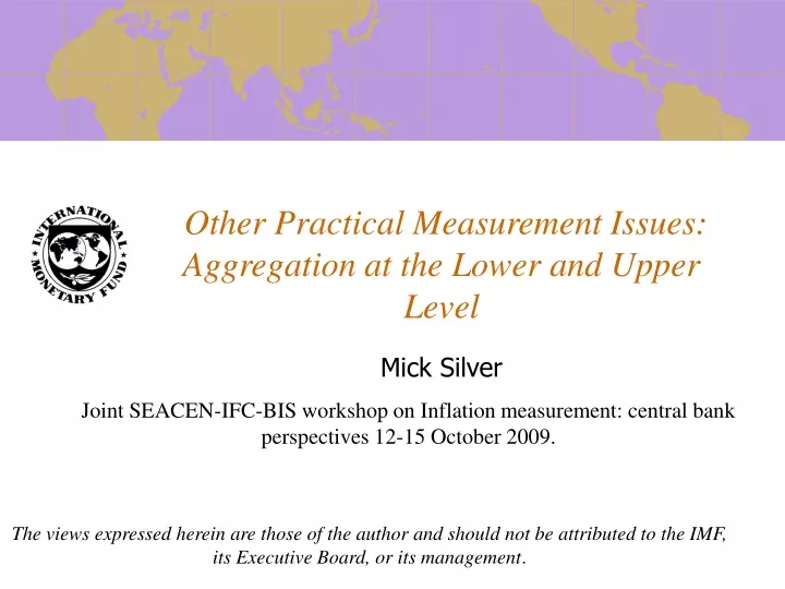 other practical measurement issues aggregation at the lower and upper level