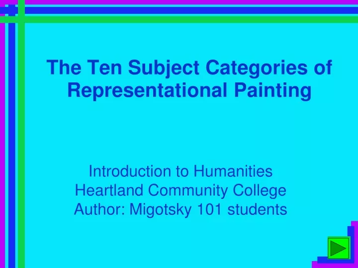 the ten subject categories of representational painting