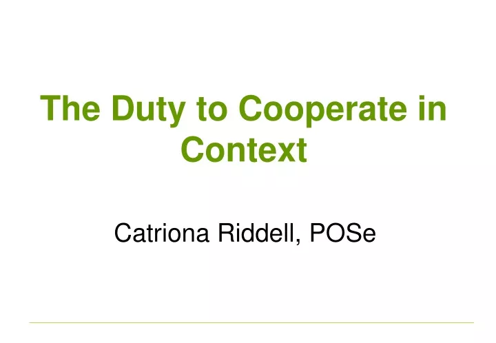 the duty to cooperate in context