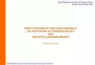 DRAFT POSITION OF THE CZECH REPUBLIC  ON THE FUTURE OF COHESION POLICY  AND