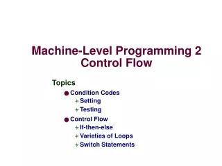 Machine-Level Programming 2 Control Flow