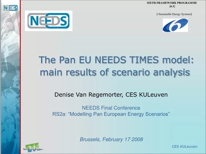 the pan eu needs times model main results of scenario analysis