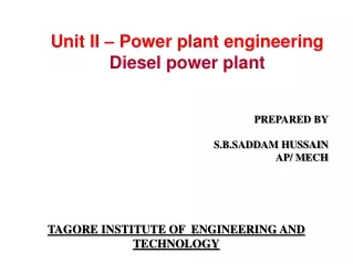 Unit II – Power plant engineering Diesel power plant