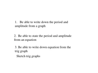 1.   Be able to write down the period and amplitude from a graph